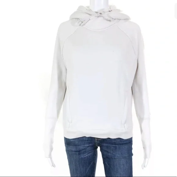 Alo Knit Fleece Lined Long Sleeve Hoodie Sweatshirt White Small off white - Picture 2 of 8